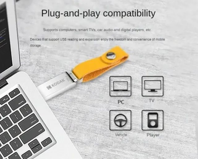 Pendrive 64gb Flash Kodak Metalizado Compacto Prateado  Arduino Automação COD-AP198   - Foto 4