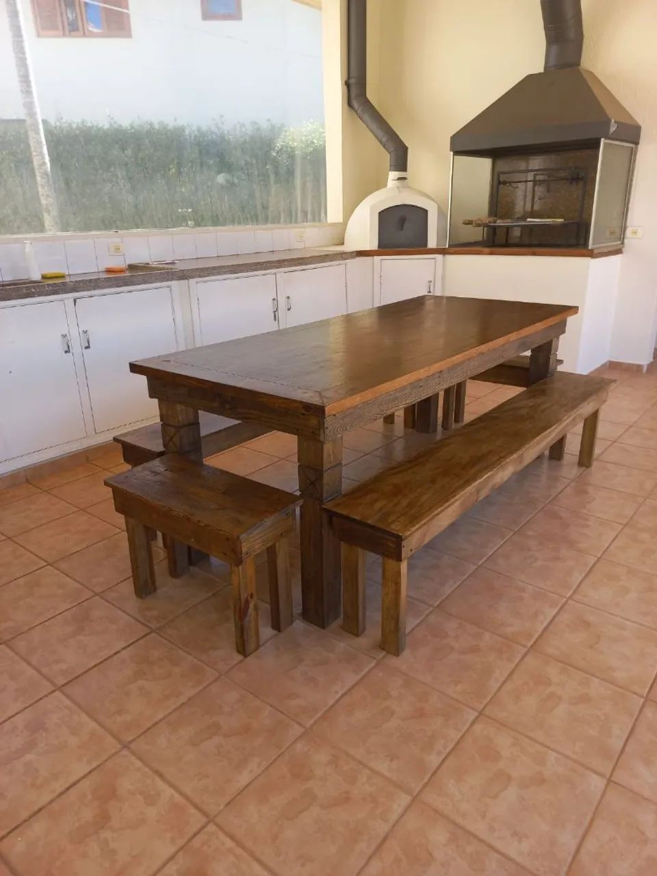 Mesa de 2x1 Rústica com bancos  - Foto 3