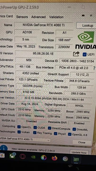 Placa de Vídeo NVIDIA GeForce RTX 4060 Ti