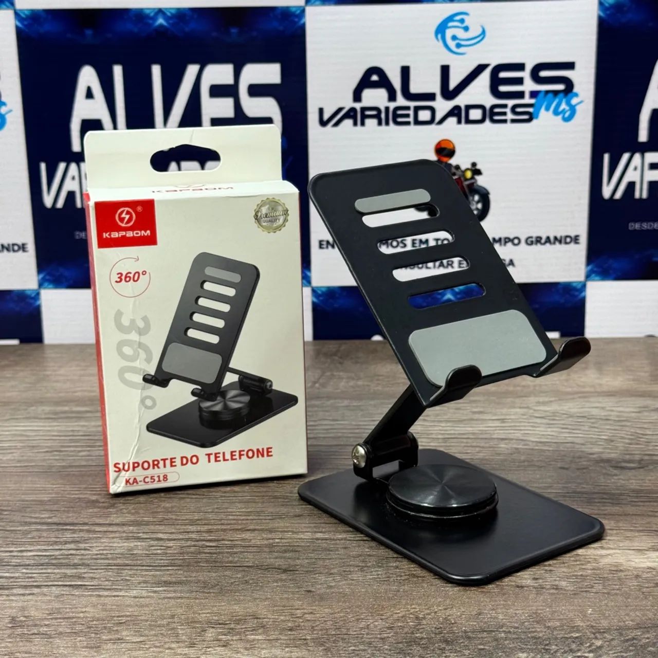 Suporte para celular de mesa material ferro resistente 360°  - Foto 3