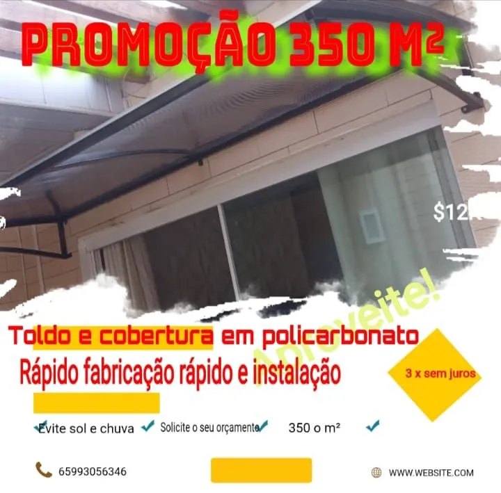 Toldo e Cobertura em Policarbonato - Promoção 350m²