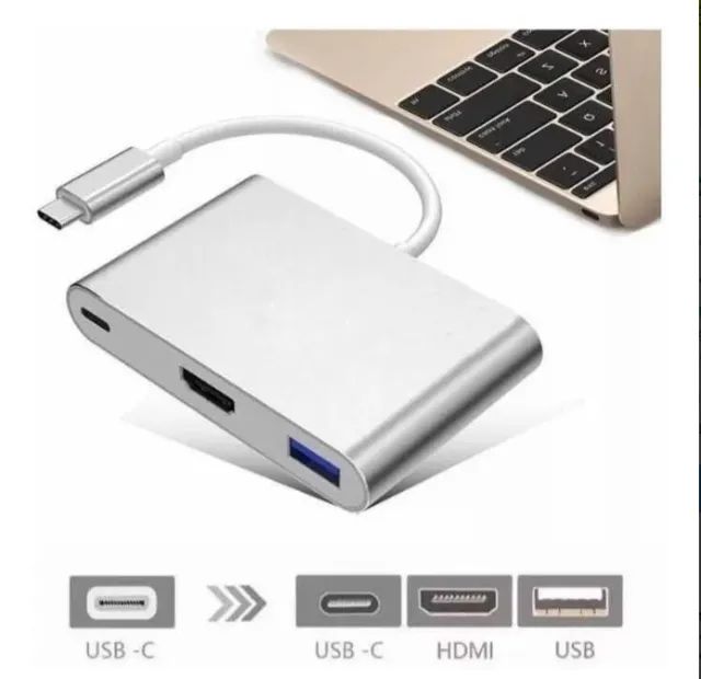 Cabo Adap Usb 3.1 Tipo C Thunderbolt 3.0 X Hdmi Usb 3 Tipo C