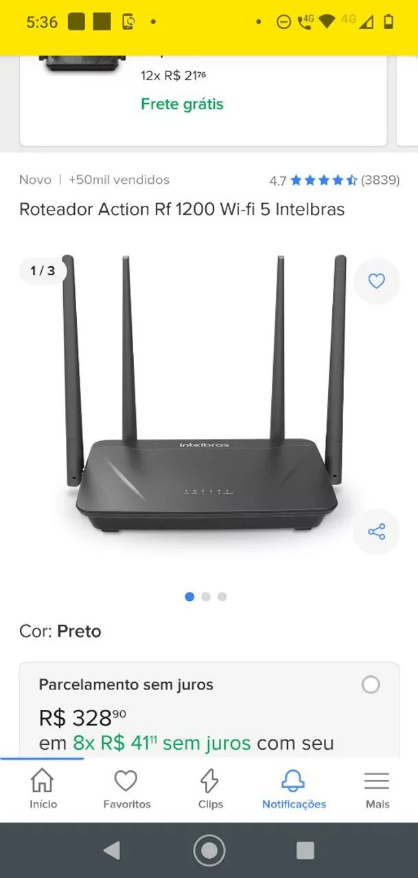 Roteador Action Rf 1200 Wi-fi 5 Intelbras