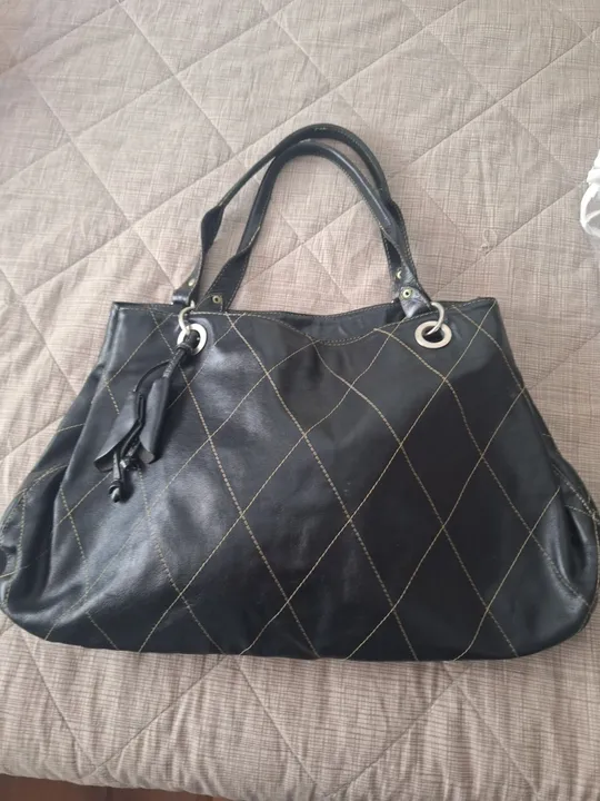 Bolsa couro preta grande