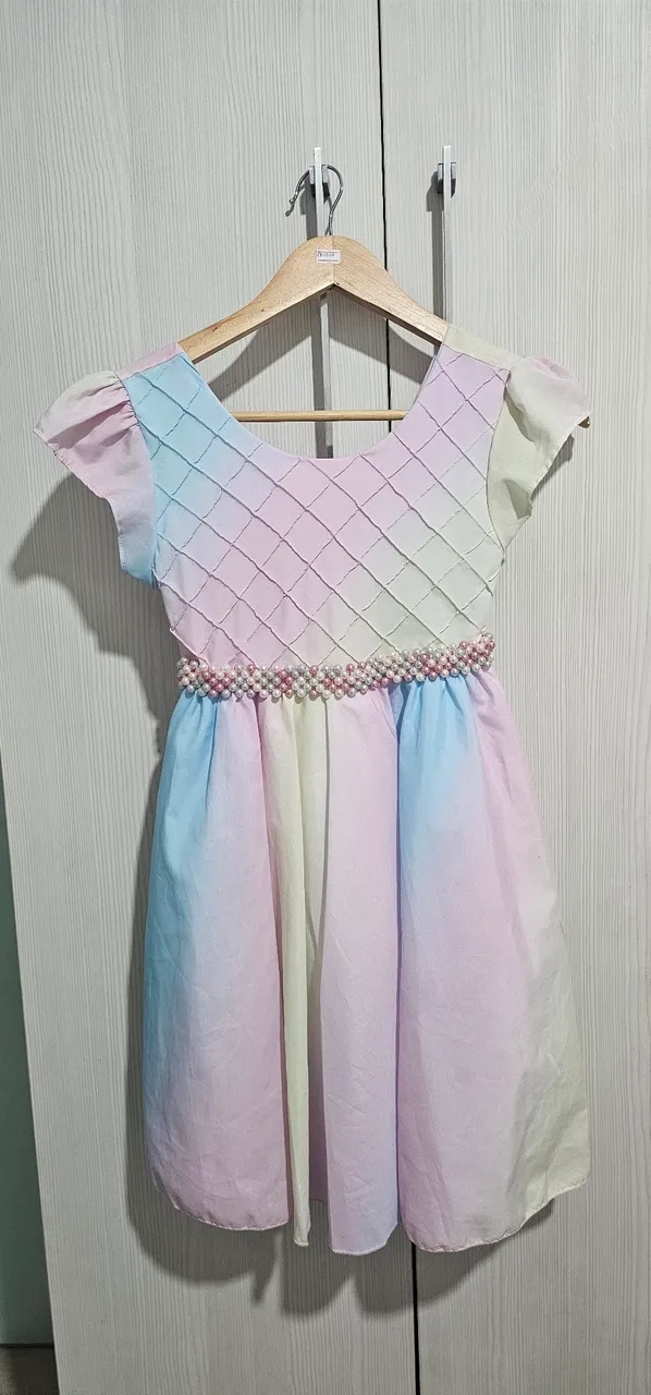 Vestido Infantil 12 anod Degradê com Detalhes