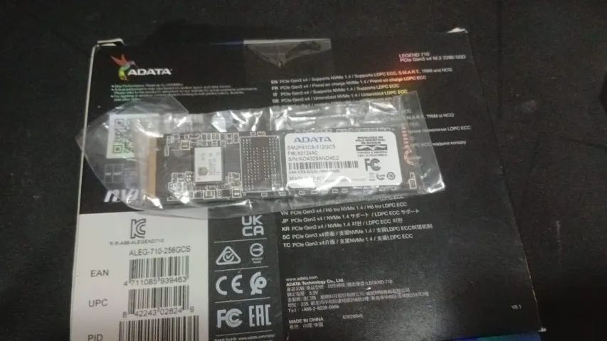 Nvme Adata 3x4 3000/2500 512 GB 100% saudável
