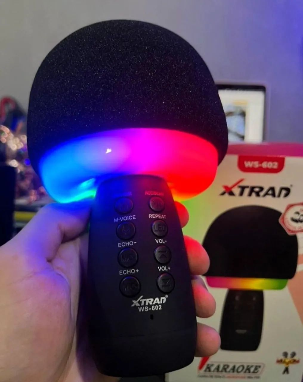 Microfone com Caixa de Som imbutida para Karaokê Bluetooth LED Xtrad Ws-602 - Foto 3