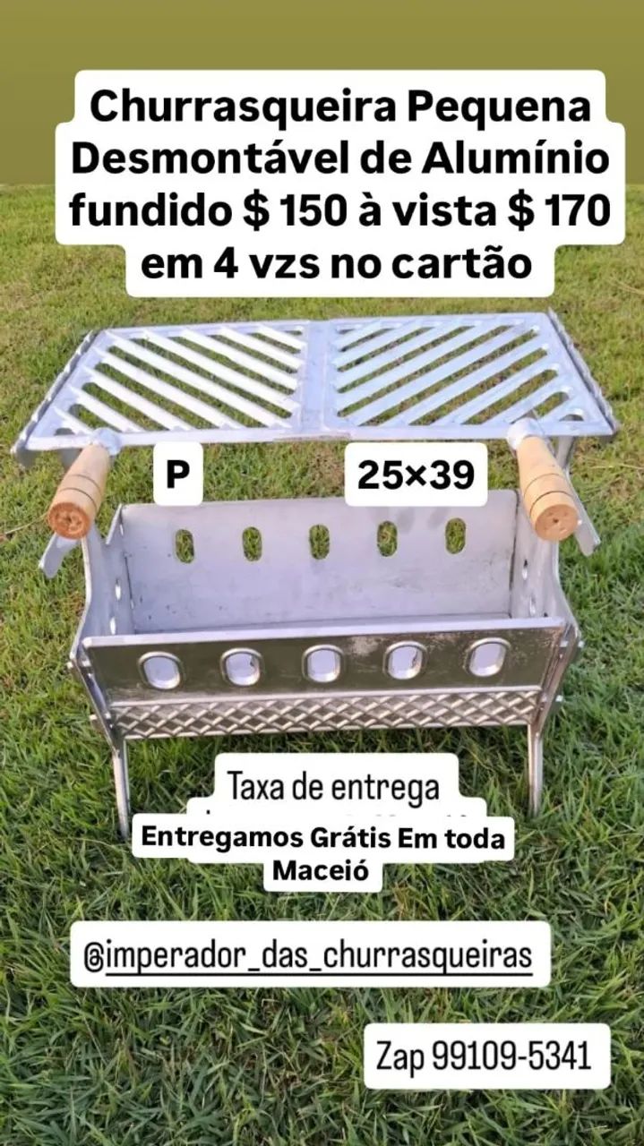 Churrasqueira Pequena Desmontável de Alumínio Fundido - Foto 3