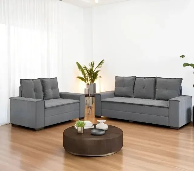 Super Oferta Sofá 2 e 3 lugares Barcelona Cinza (parcele em até 10x sem juros)