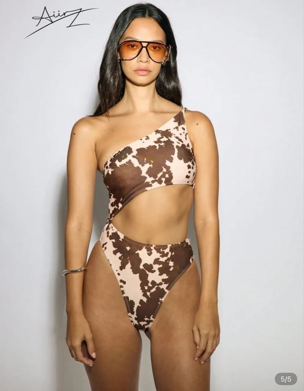 Body ombro só  em animal print de vaquinha 