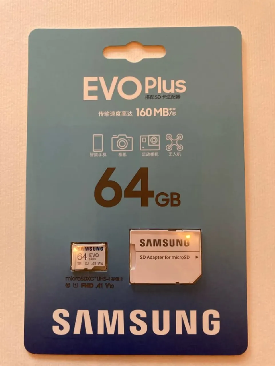 Nova versão Cartão De Memória Micro SDXC Samsung Evo Plus 64GB+ adap 160mb/s de leitura