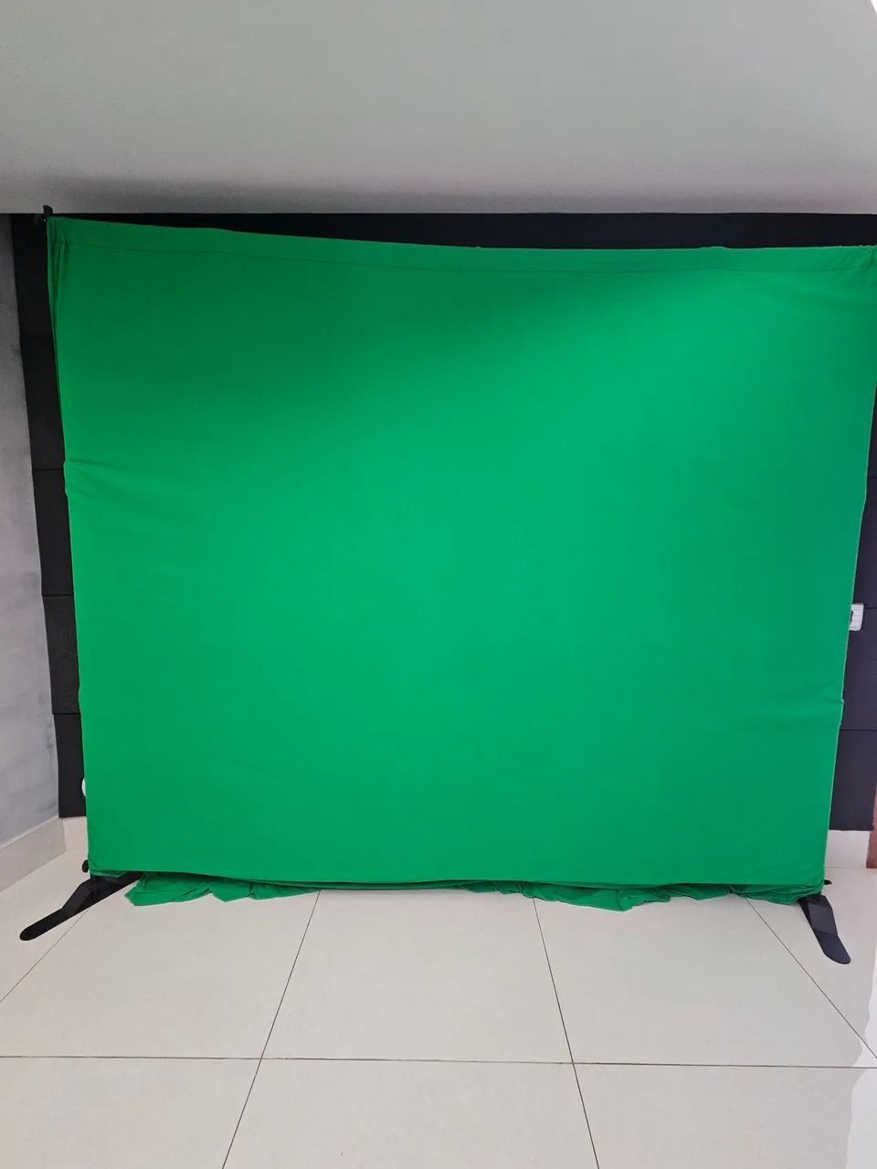 Suporte Fundo Verde + 3 Tecidos preto branco e verde (CHROMA) Audiovisual - Foto 3