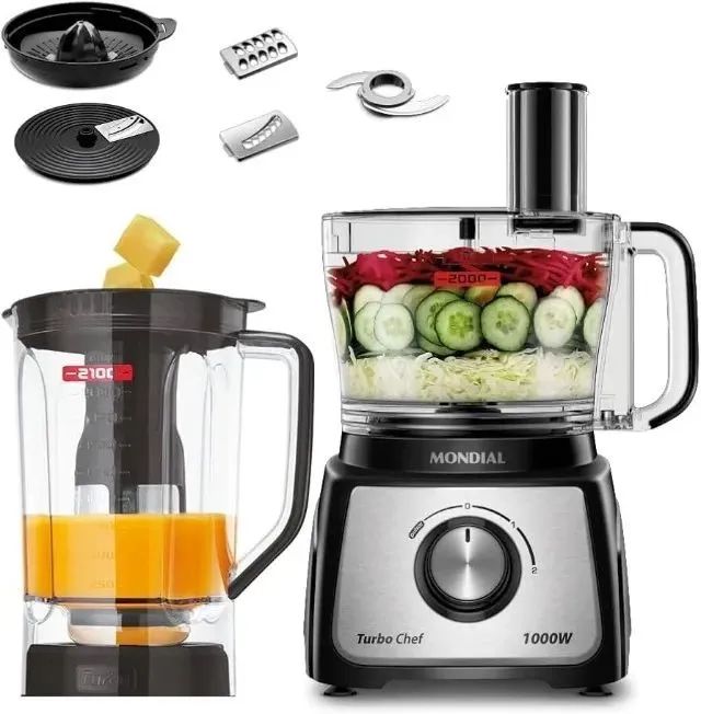 Multiprocessador Mondial turbo chef 7 em 1 1000w Mpn-01-be cor preto 110V Na Caixa