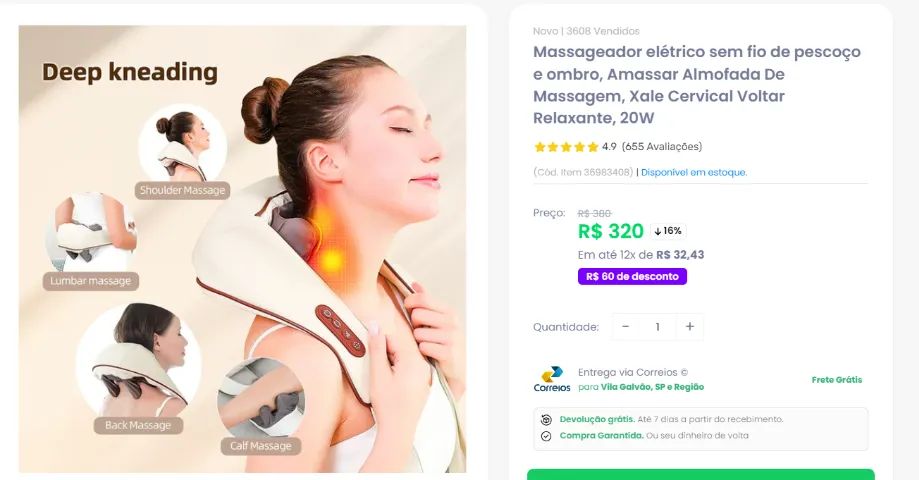Massageador de Pescoço é ombro Novo s/ uso na caixa - Foto 2