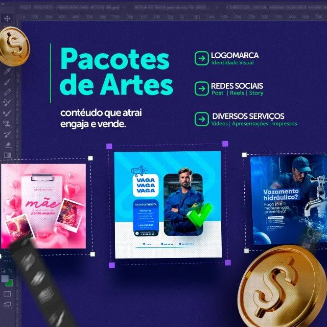 Artes Gráficas, identidade visual, pack de artes criativas e modernas, flyers, folders - Foto 2