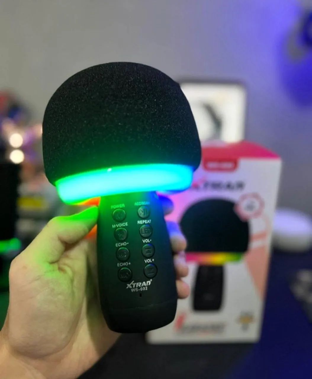 Microfone com Caixa de Som imbutida para Karaokê Bluetooth LED Xtrad Ws-602 - Foto 2