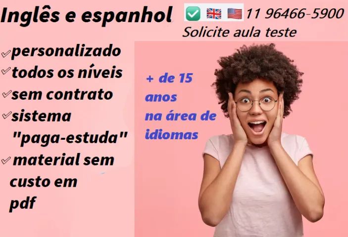 Aula de inglês professor particular Aula de espanhol professor particular