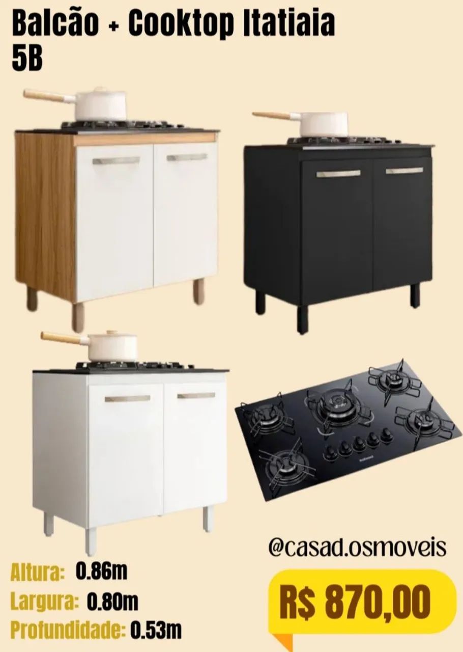 Balcão 0.80m com Cooktop 5B 