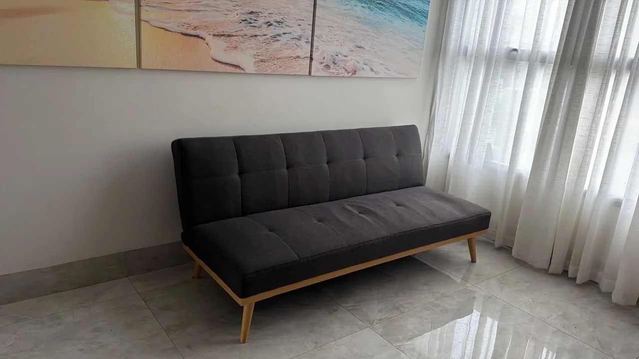 Sofá Cama 3 lugares Casal Córsega Cinza Escuro