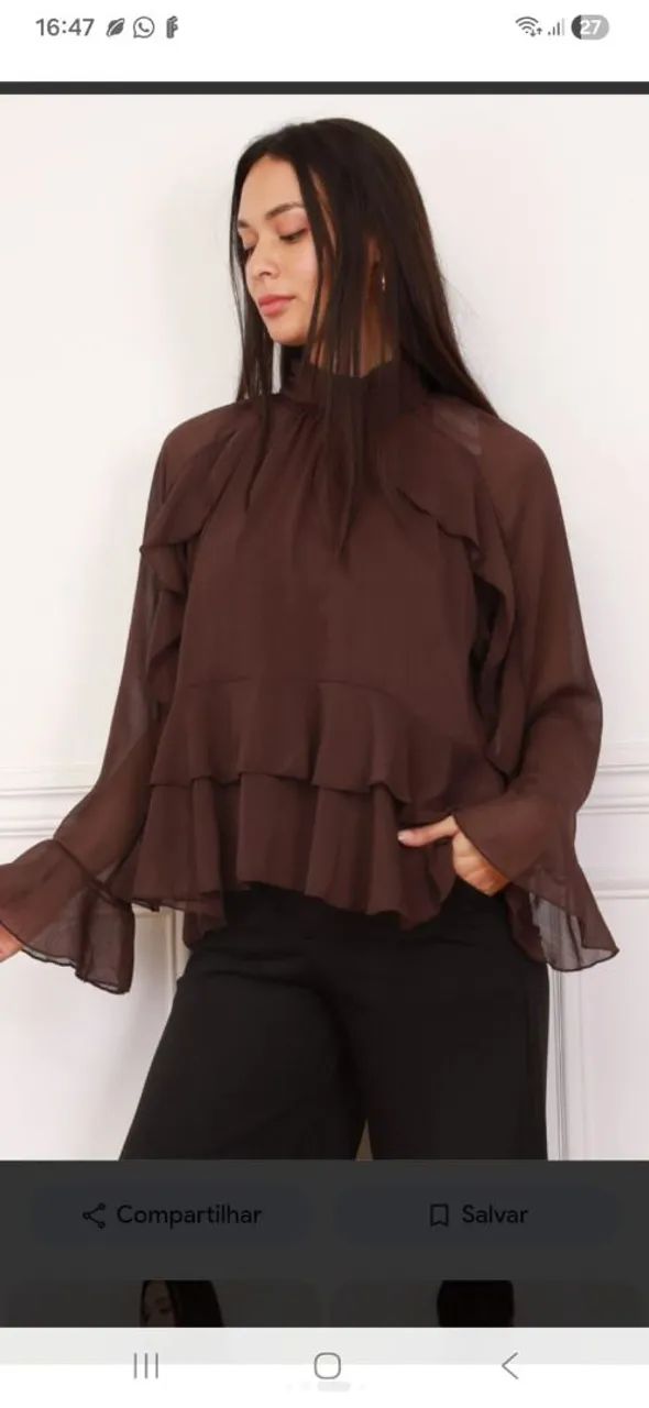 Blusa manga comprida estilosa