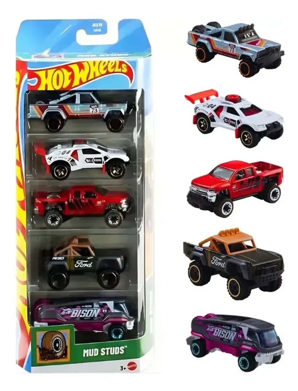 Hot Wheels Pack de 5 - Mud Studs 1:64 - Mattel