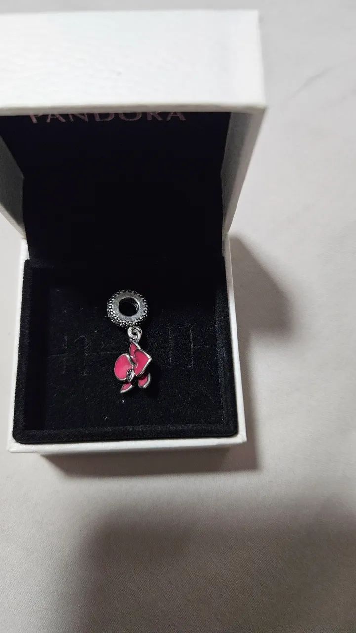 Charm original pandora orquídea flor rosa - Foto 3