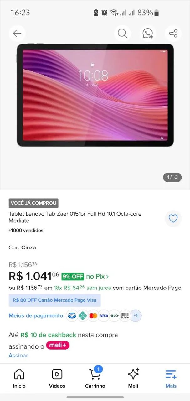 Tablet LENOVO 10pol 64Gb - Foto 2