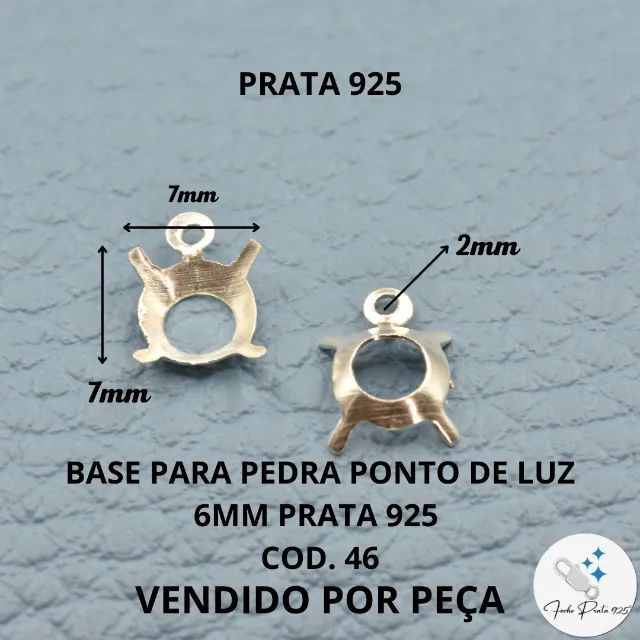 Base Pingente Prata 925 com Argola para Pedra- VENDA ATACADO - Foto 2