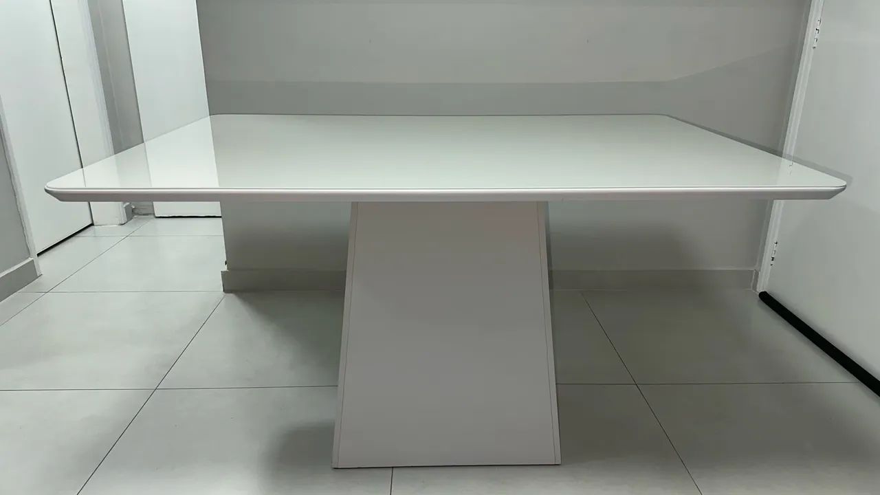 Mesa de Jantar Retangular Branca com Tampo de Vidro - Foto 2