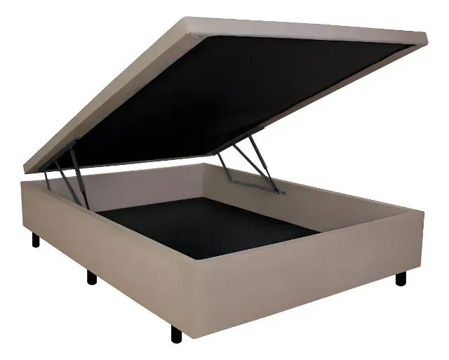 Cama Base Box Baú Viúva Bege Cru