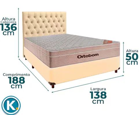 Colchão Casal Ortobom Com Base Box Casal Rosado - Foto 2