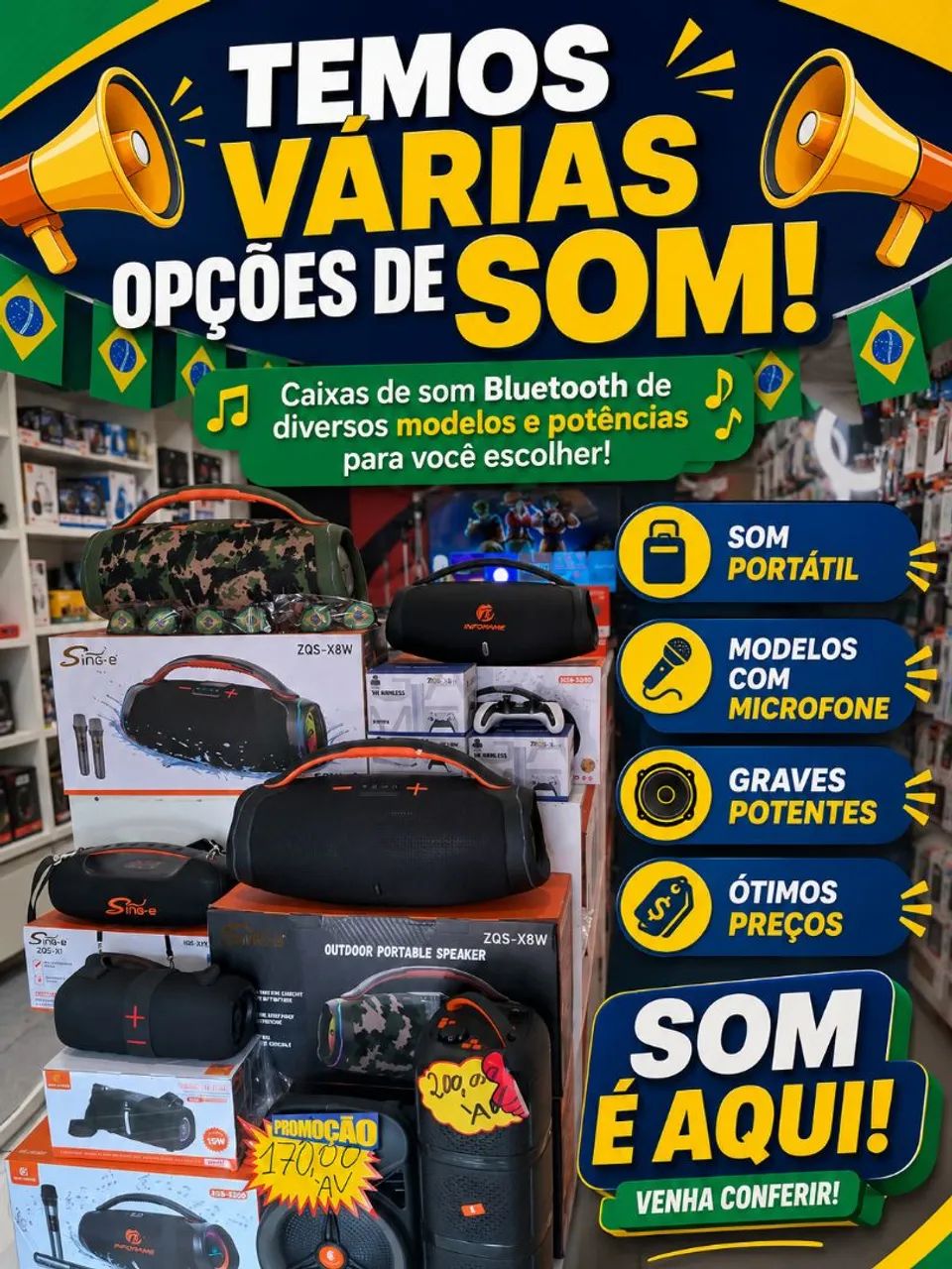 SOM BLUETOOTH PORTÁTIL BOOMBOX  - Foto 3