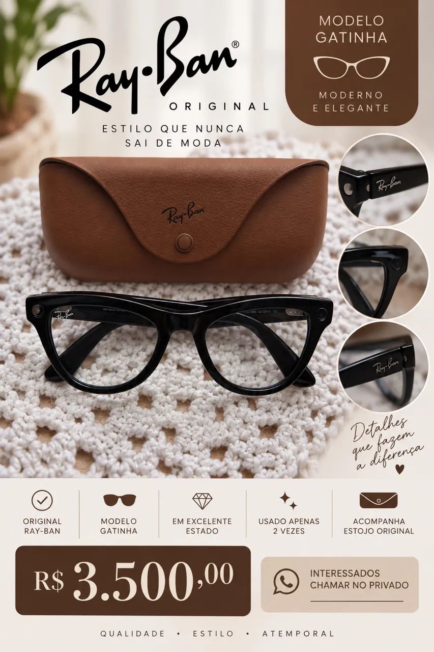 ÓCULOS RAY-BAN ORIGINAL - R$ 3.500 - Foto 2