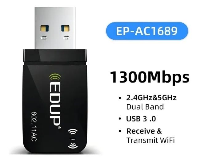 Adaptador Wi-Fi USB 3.0 EDUP AC1300 Dual Band - Alta Velocidade - Foto 3