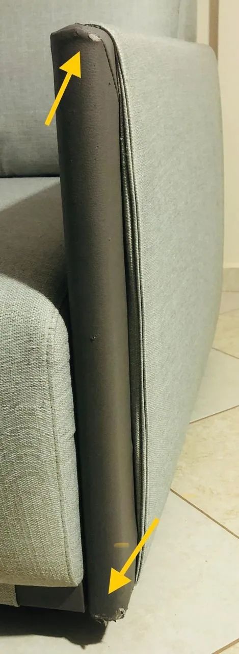 Sofá D'Angelis Fixo 4 Lugares Braço Slim Linho e PU - Foto 4