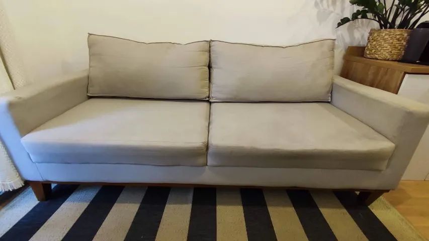 Sofá 3 Lugares Linho Cru 180cm - Foto 2