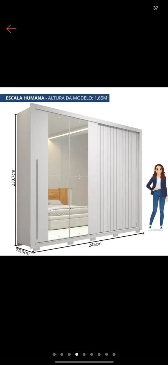 Guarda-Roupa Casal Ripado com Espelhos e Gavetas - Foto 3