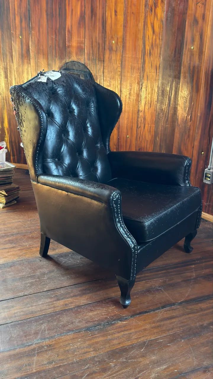 Conjunto de sofá e poltrona Luiz XV retrô de época em madeira maciça - Foto 5