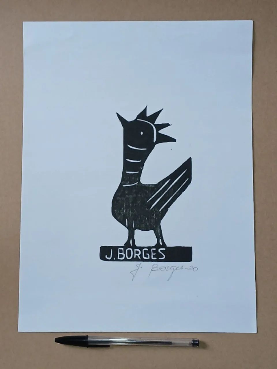 CONJUNTO MATRIZ E XILOGRAVURA ASSINADAS - J BORGES- MUITO RARO   - Foto 5