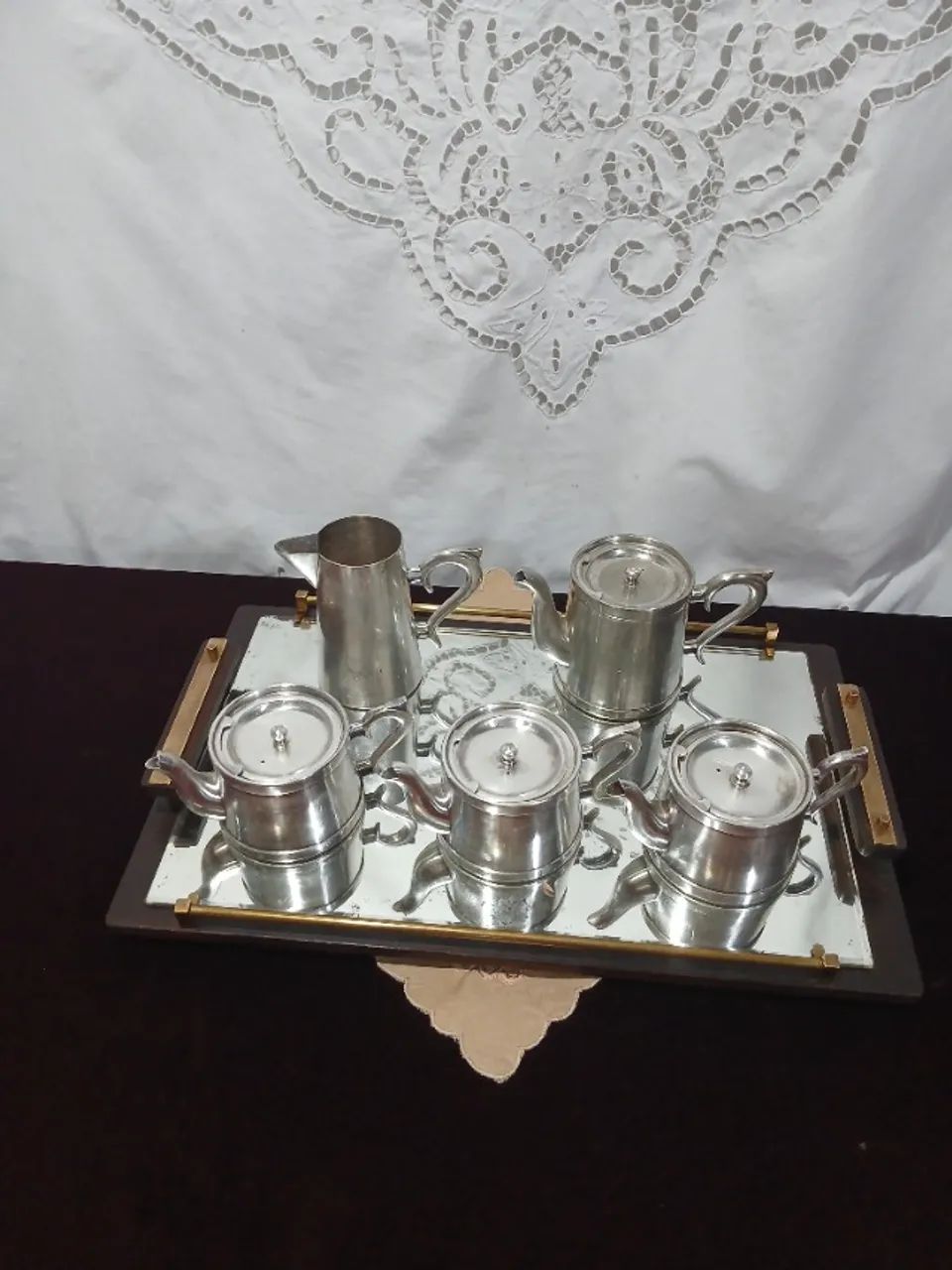 Antigo Jogo De Cafe Magna Prata E Bandeja Espelhada - Foto 2