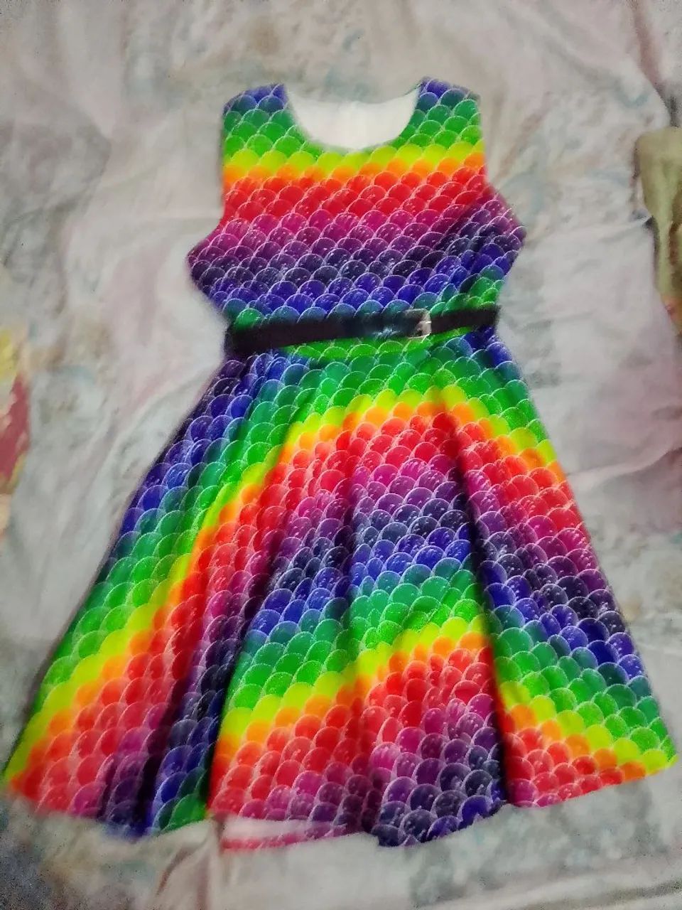 Vestido infantil godê com cinto 