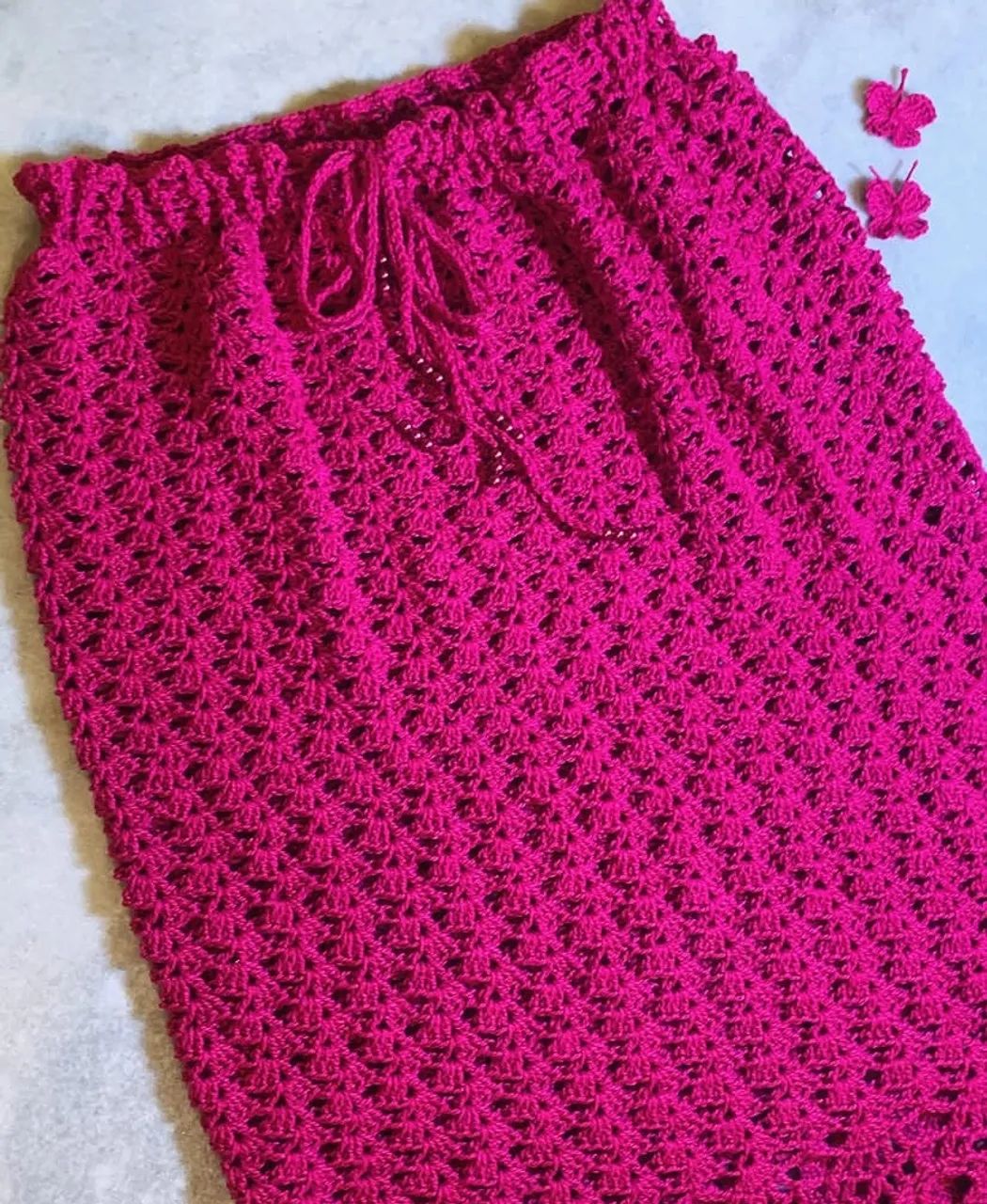 Saia Rosa de Crochê  - Foto 3