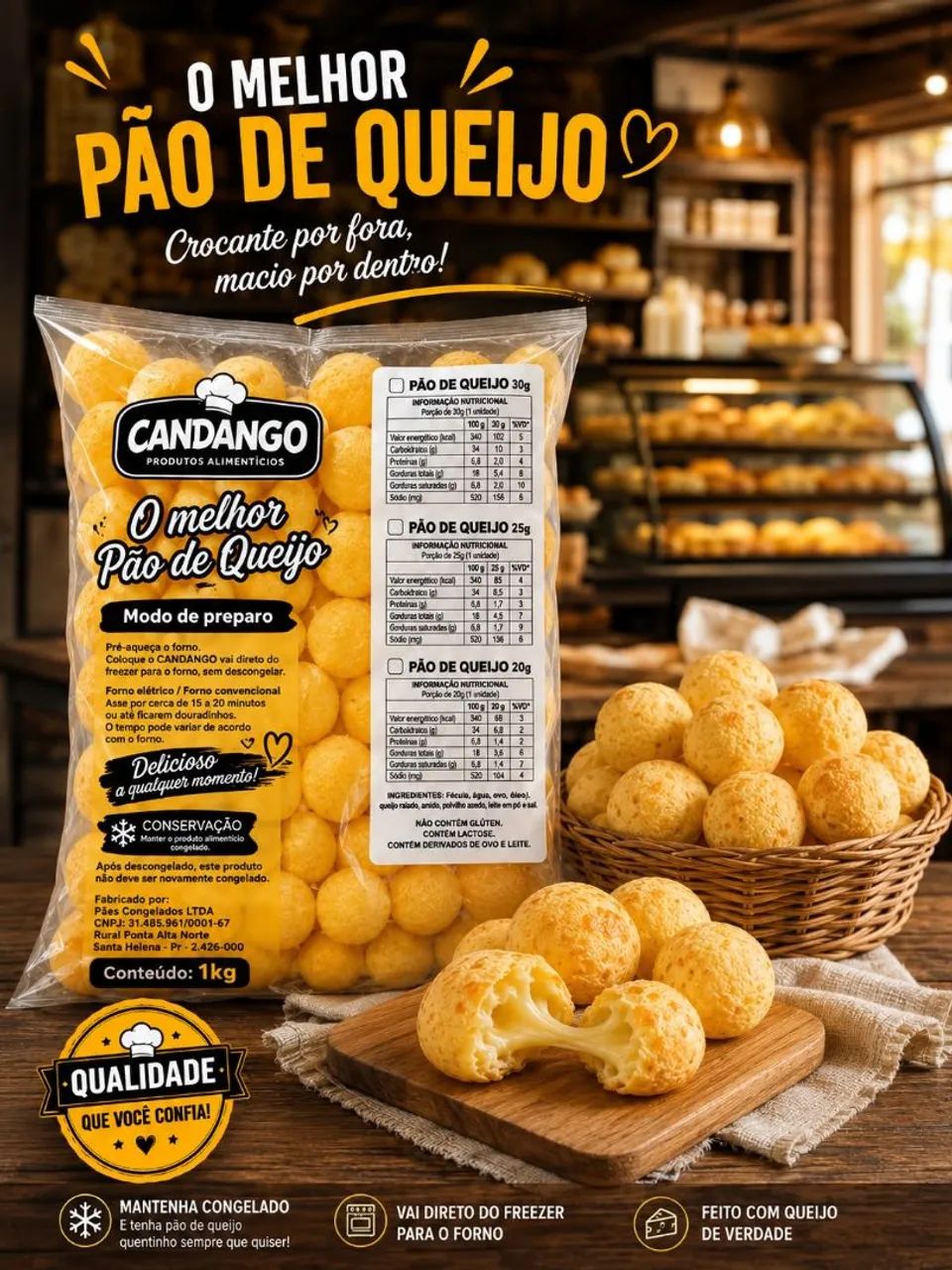Pão de queijo congelado 