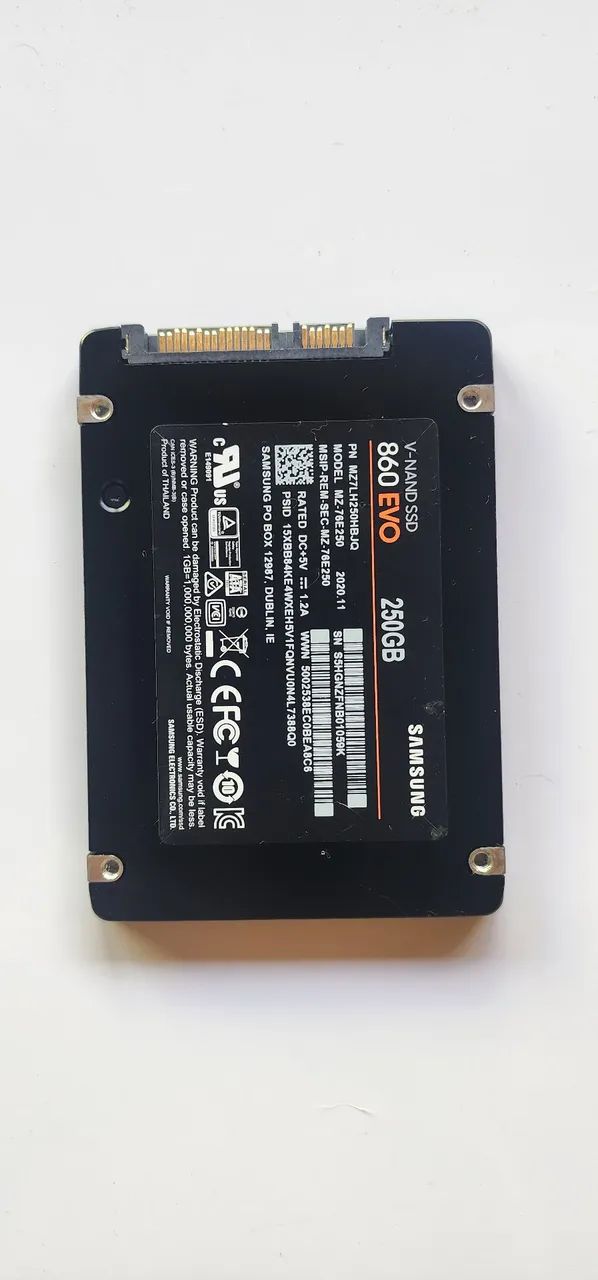 SSD Samsung 860 EVO 250GB | V-NAND | SATA III | 2,5 polegadas441992509024512000