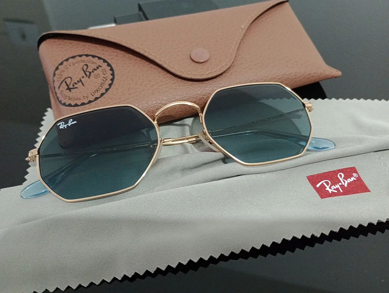 Óculos Rayban Octogonal Azul Degrad ê - Foto 2