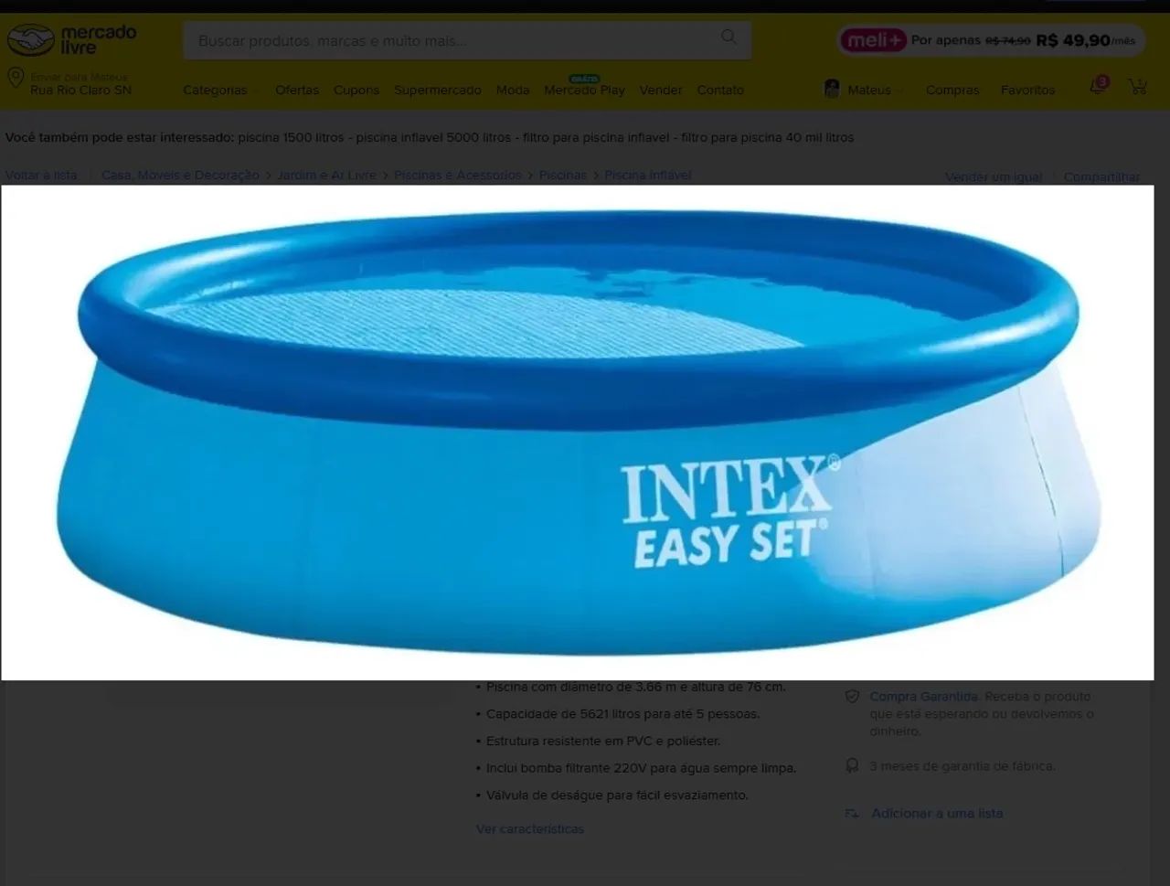 Vendo piscina com a capa por 600 - Foto 3