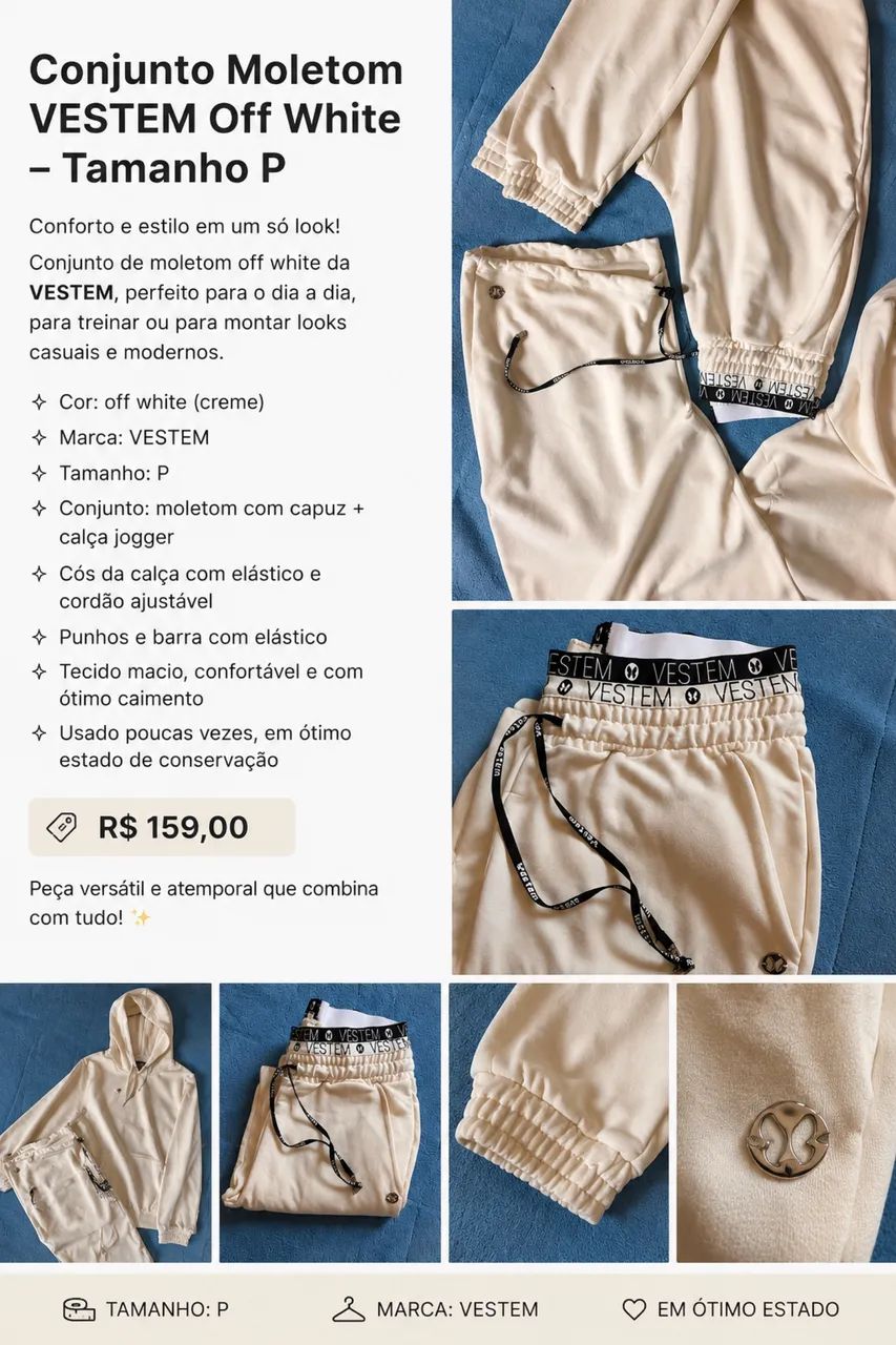 Conjunto Moletom Vestem Off White P