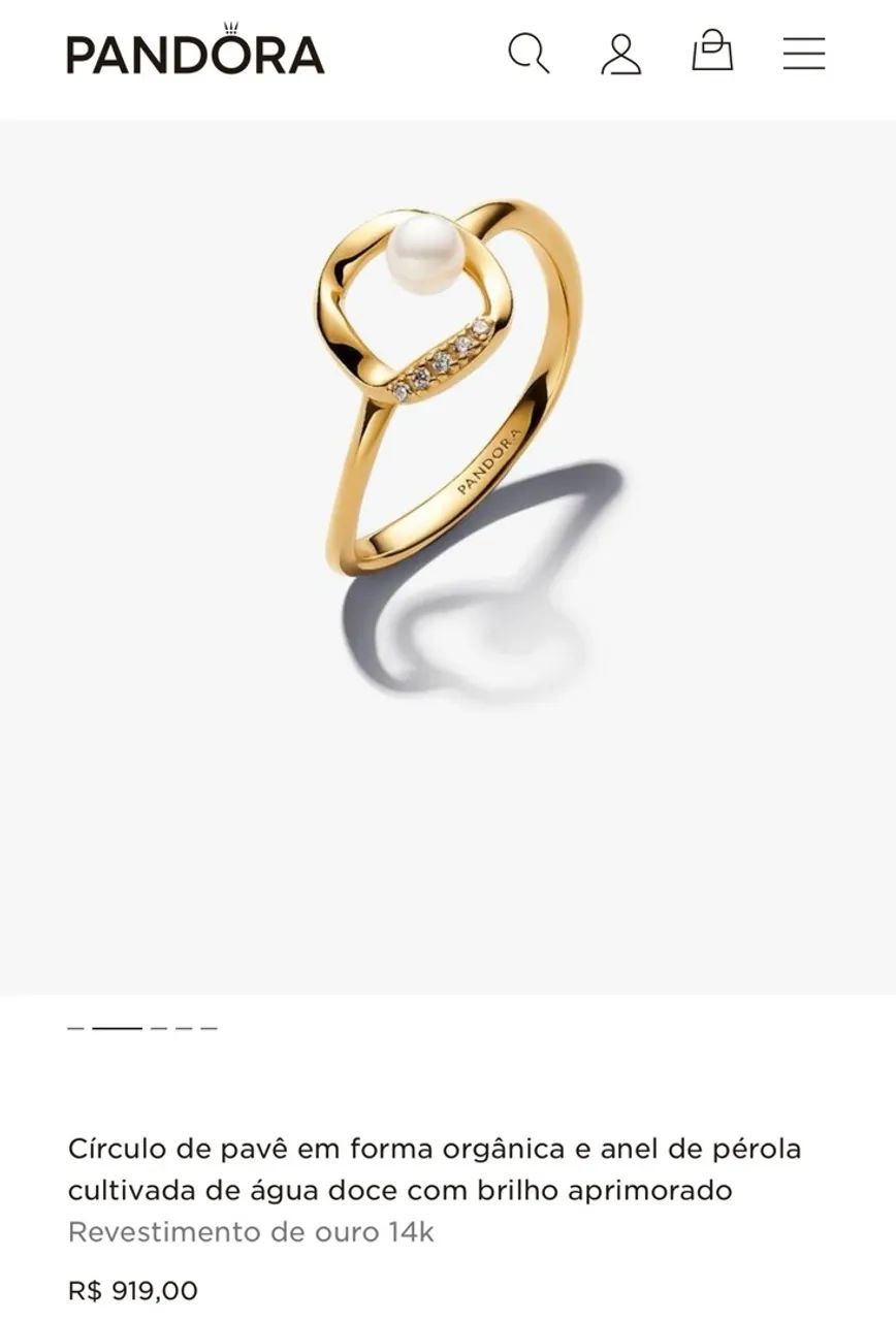 Anel Pandora Pérola Dourado  - Foto 5