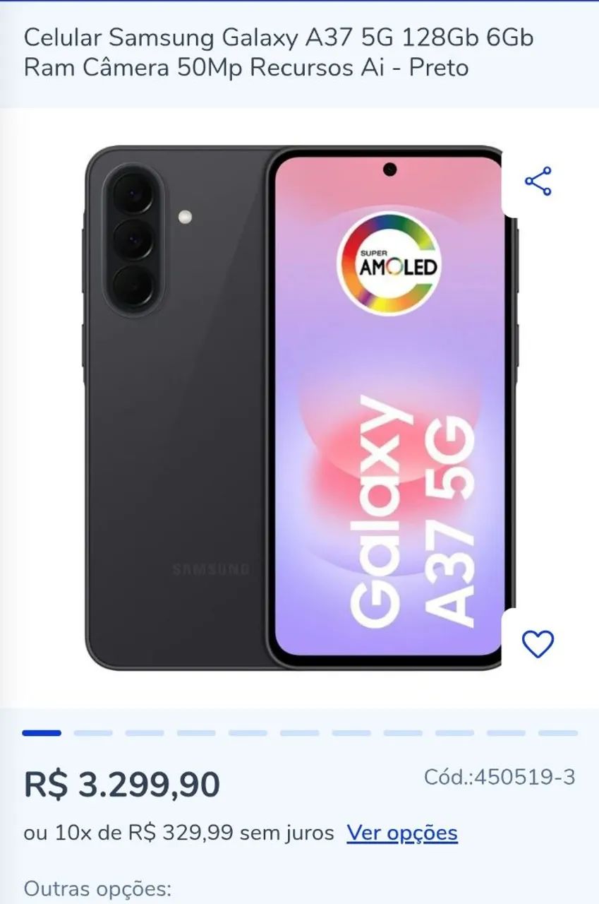 Celular Galaxy A37 5g 128gb - Preto