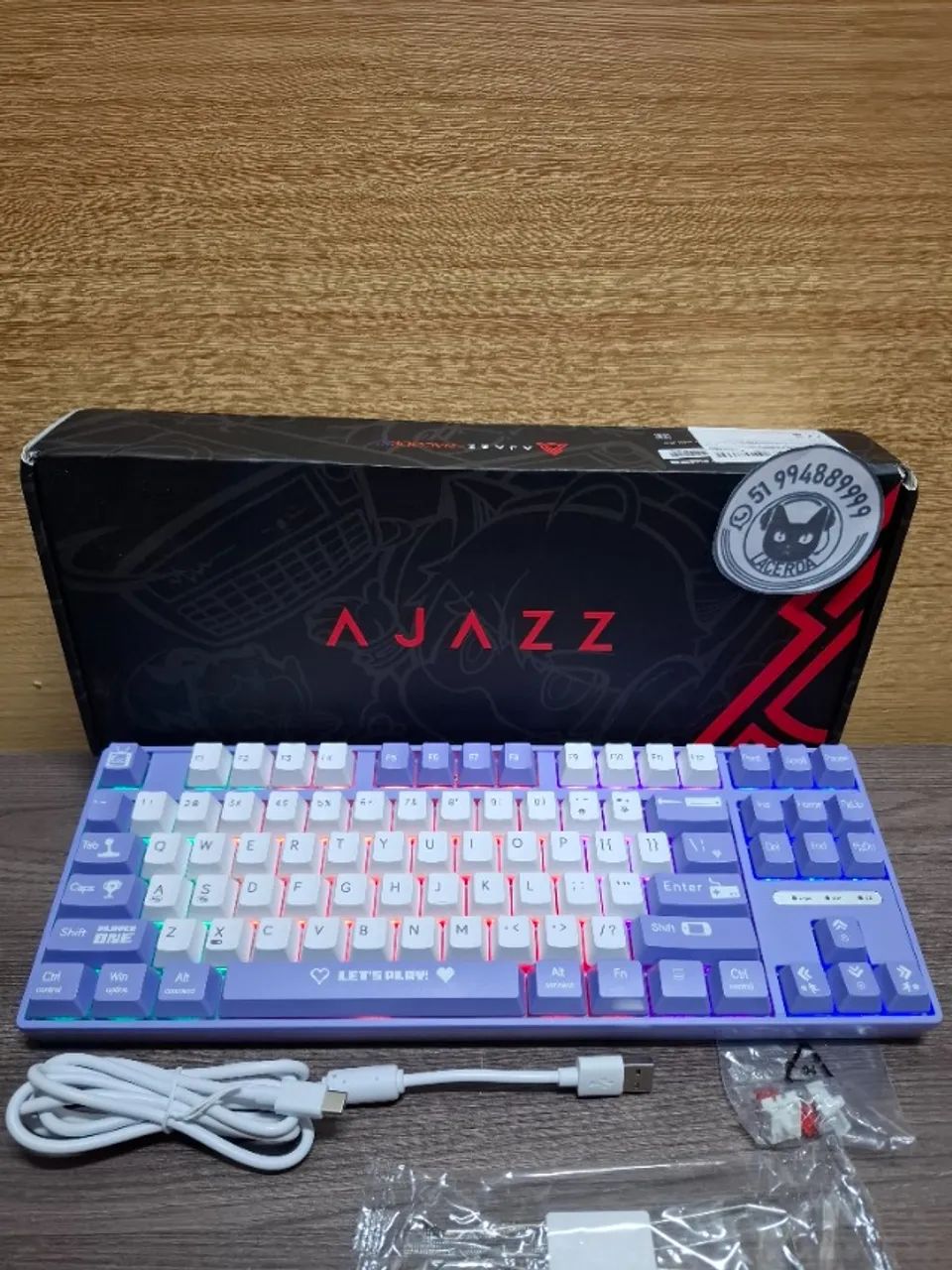 Teclado Mecânico Ajazz AK870MC, 80%, TKL, Rainbow, Switch Red(vermelho) [NOVO]